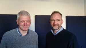 Martin Scharfenberger und Christian Gertz im Radiostudio.