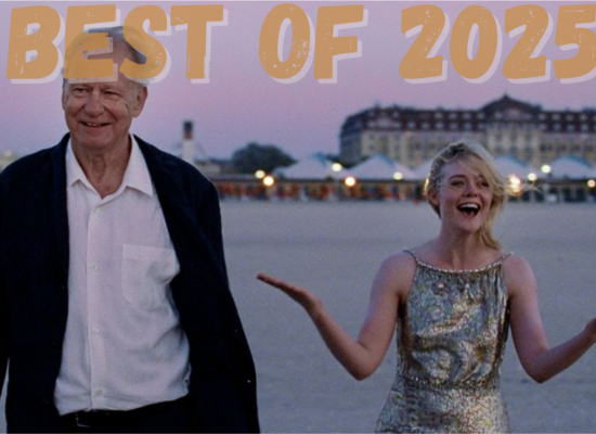 Szene aus dem Film Sentimental Value mit Stellan Skarsgard und Elle Fanning am Strand.